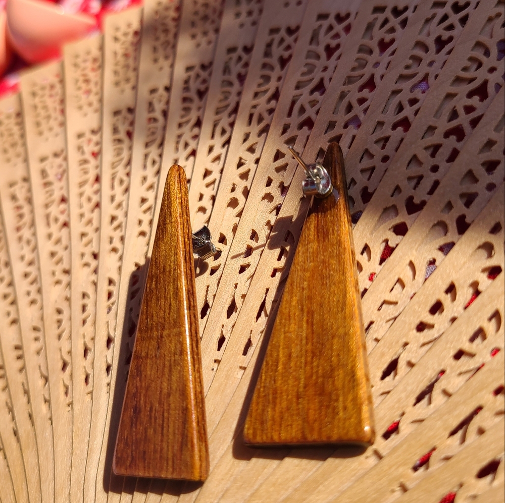 Vintage Brown Wooden Earrings